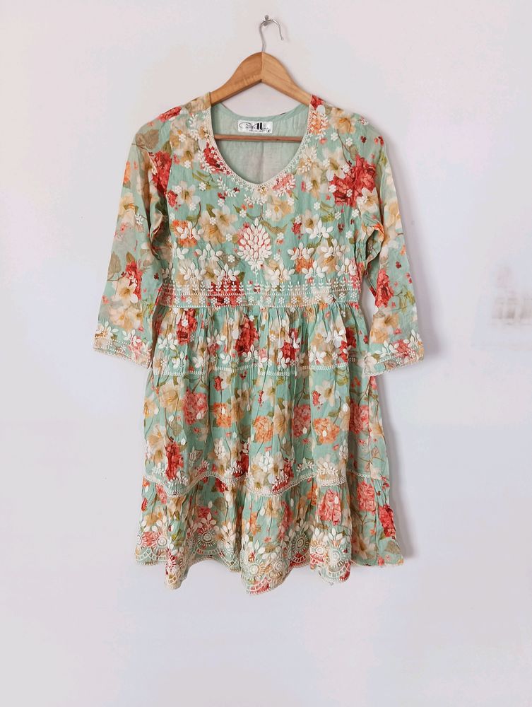Multicolor Printed With Embroidered Dress (Women)