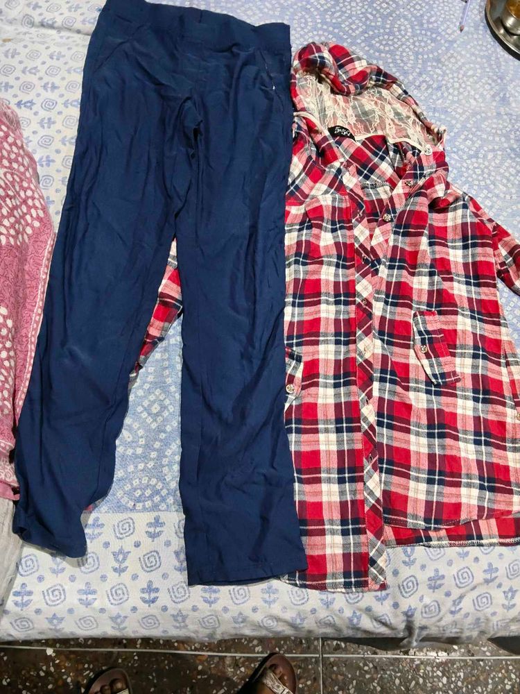 Comfy Blue Pants &amp; Red Plaid Shirt