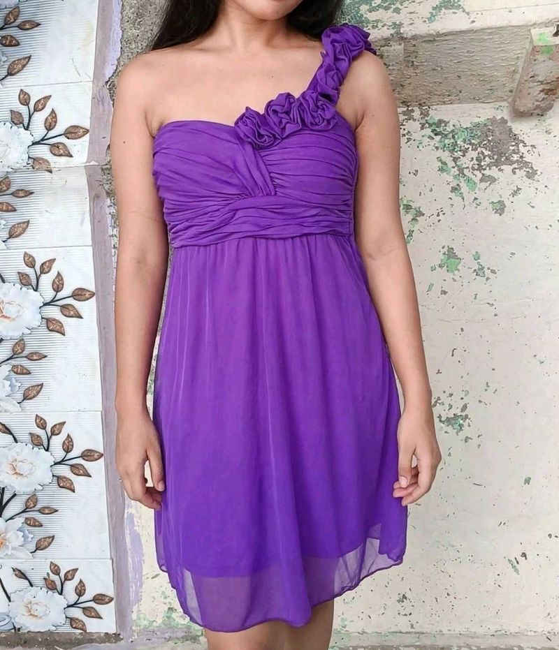 Elegant Purple One-Shoulder Dress