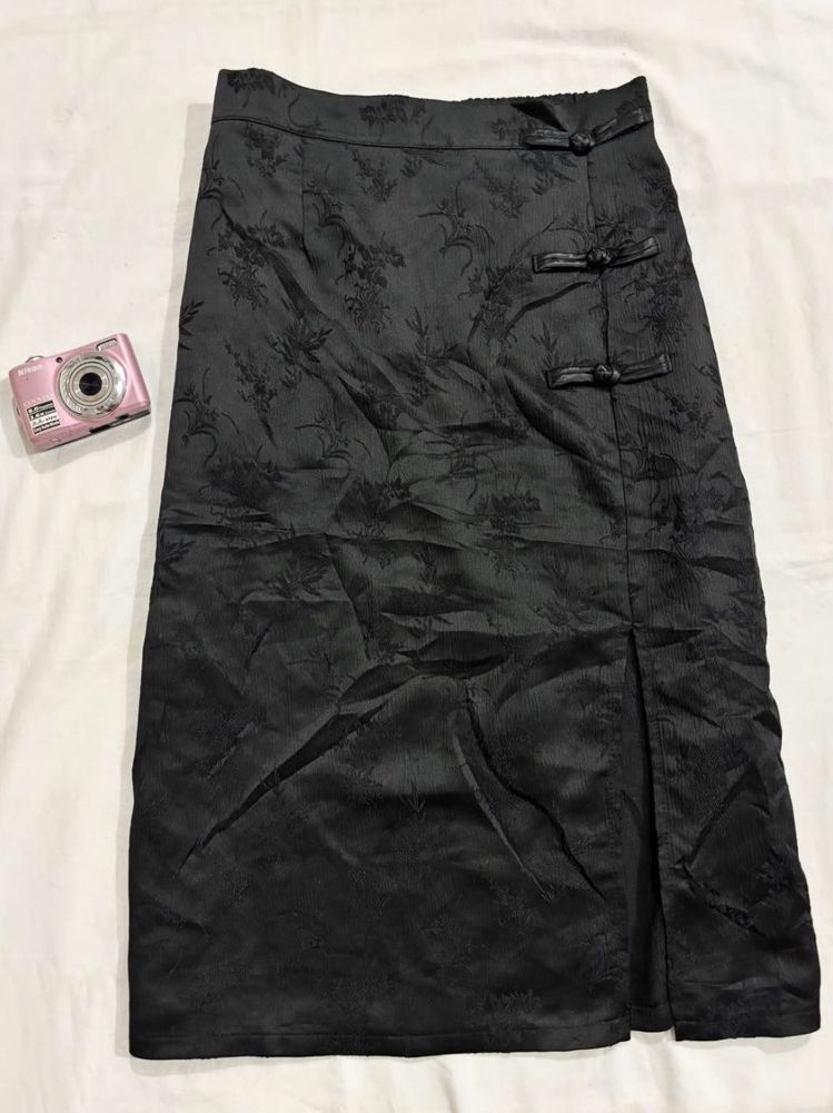 Black Brocade Cheongsam Skirt