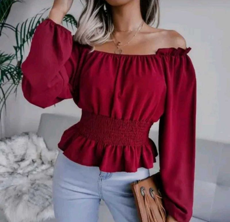 off shoulder Top &amp; blue t shirt