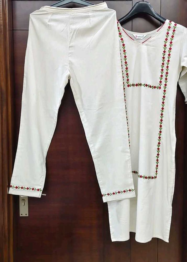 Embroidered Cotton Kurta Set