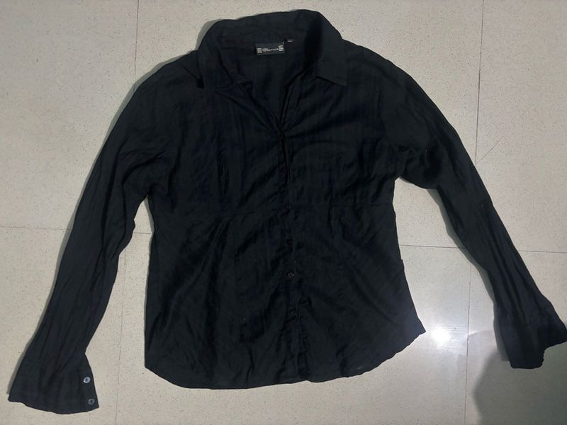 Classic Black Collared Button-Up Shirt