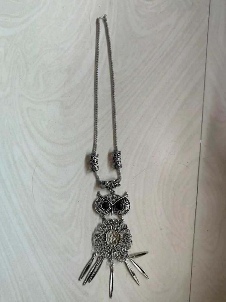 Silver Owl Pendant Necklace