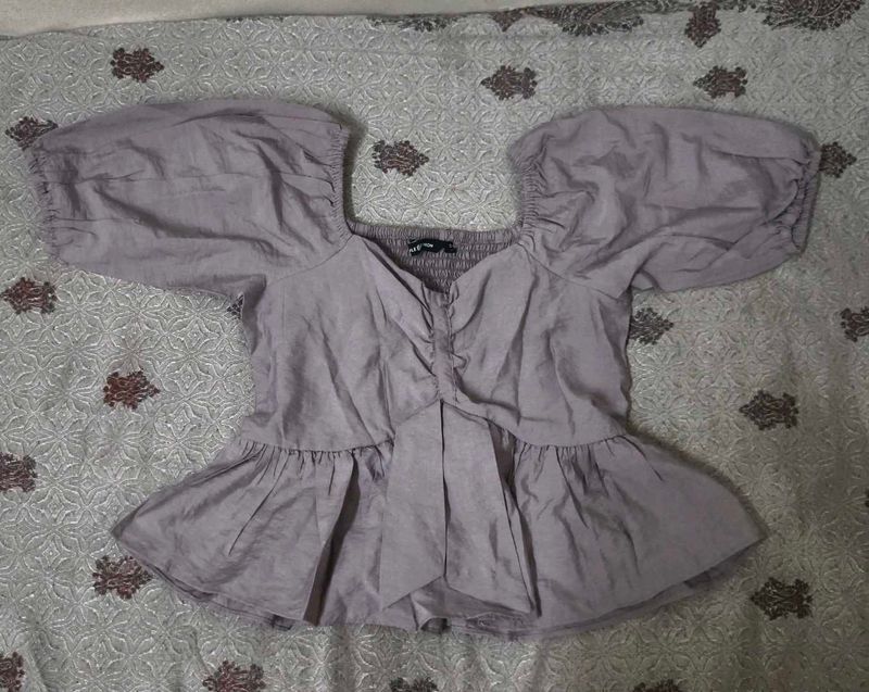 Chic Puff Sleeve Peplum Top
