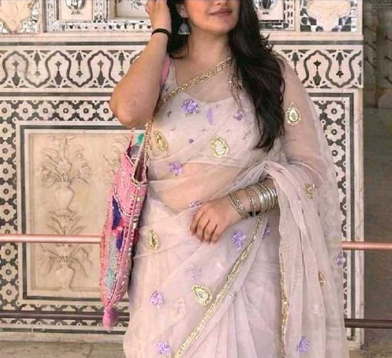 Elegant Embroidered Organza Saree