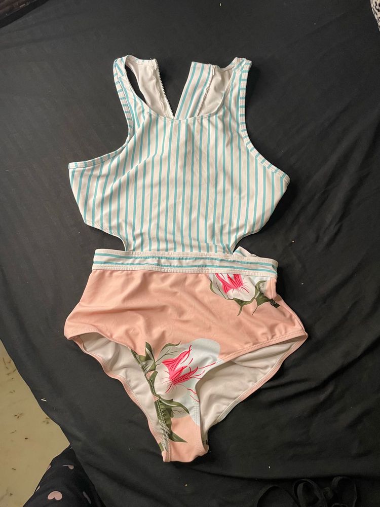 Striped &amp; Floral One-Piece Swimsuit