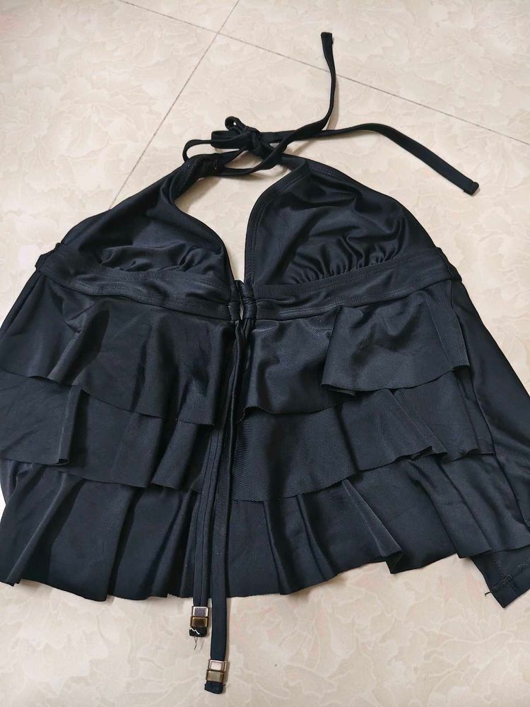 Ruffled Halter Bikini Top