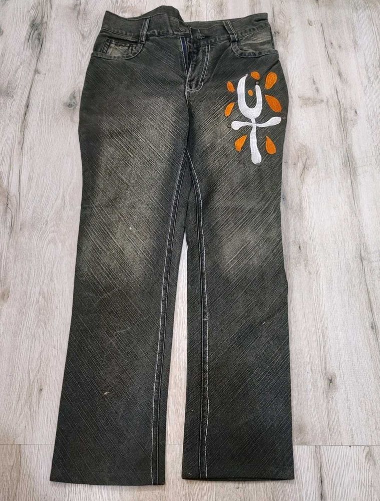 Unique Graphic Print Denim Jeans