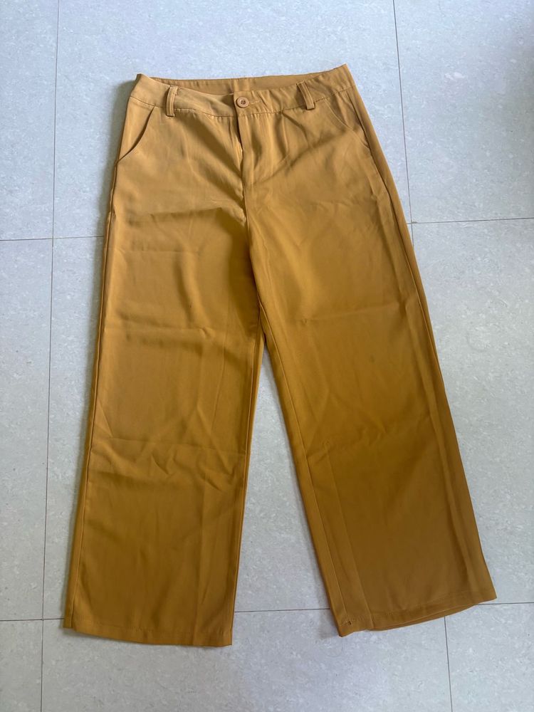 Wide Leg Mustard Trousers
