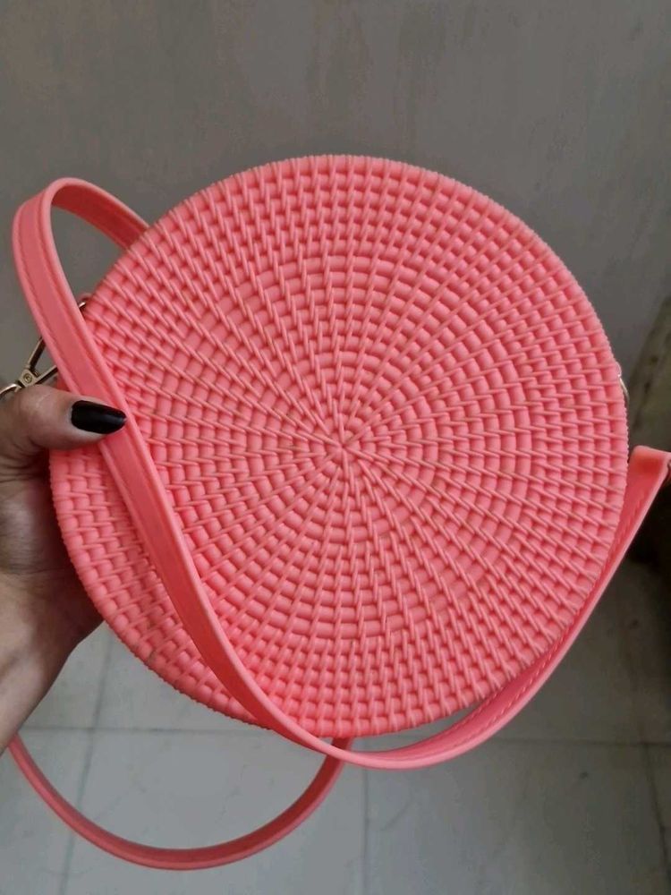 Cute Hot Pink Round Crossbody Bag
