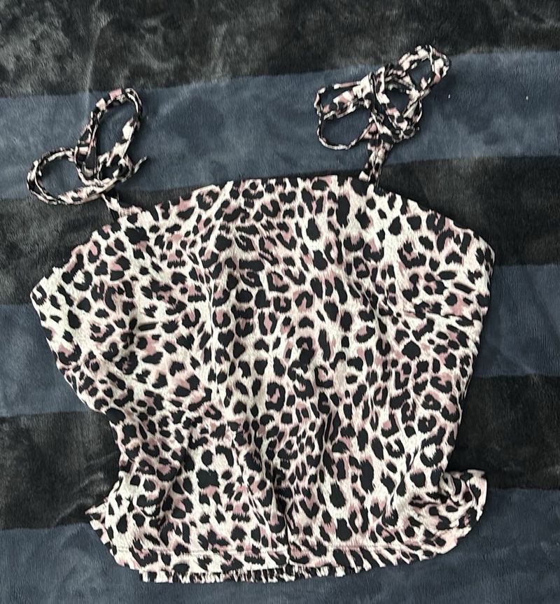 Leopard Print Tie-Strap Cami Top