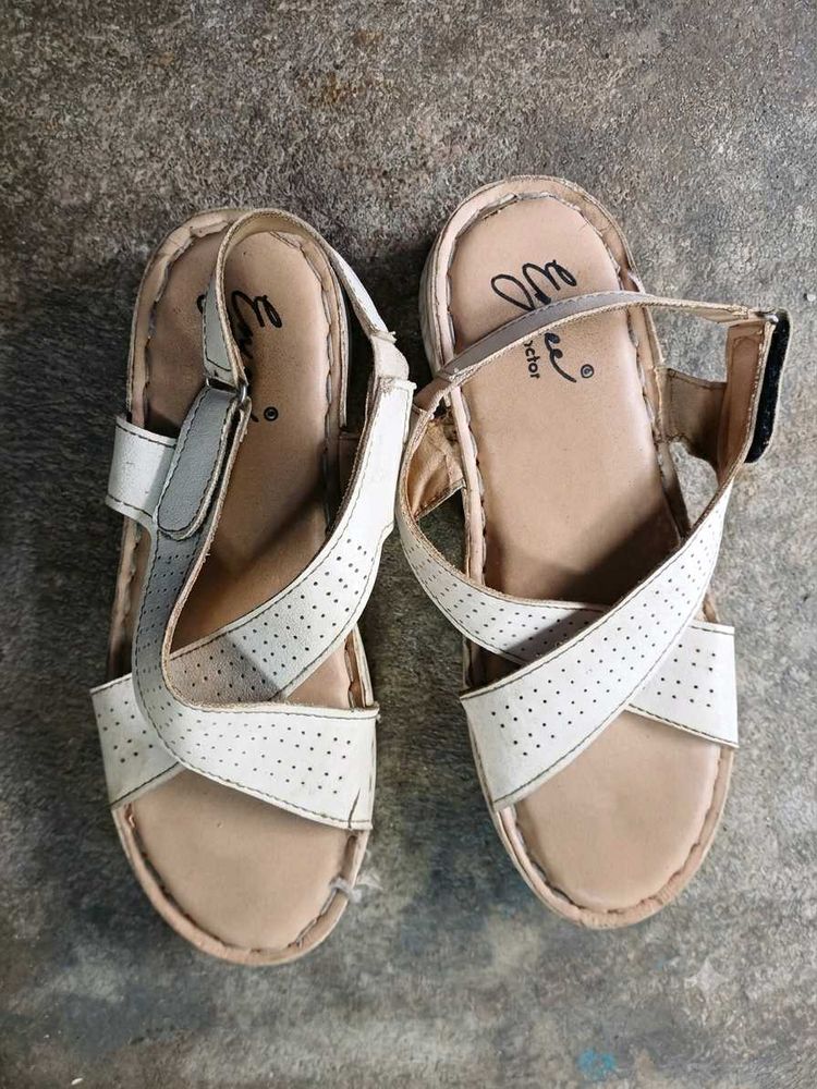 White Perforated Strap Sandals ( buy 1 get)