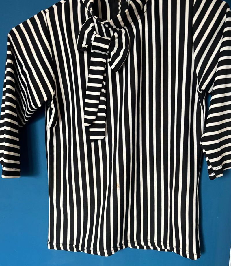 Striped Bow Blouse