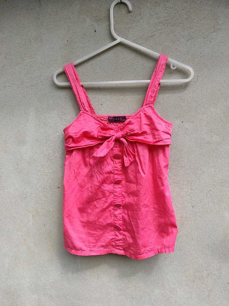 Y2K Cute Pink Bow Camisole Top