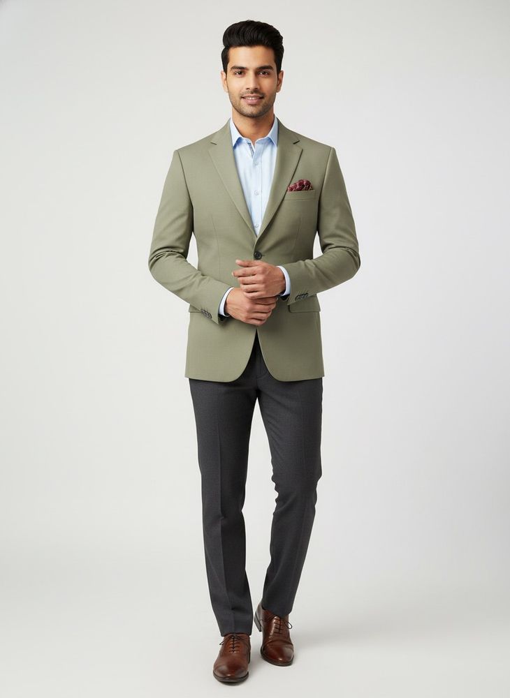 Men's Classic 3 button Olive Blazer