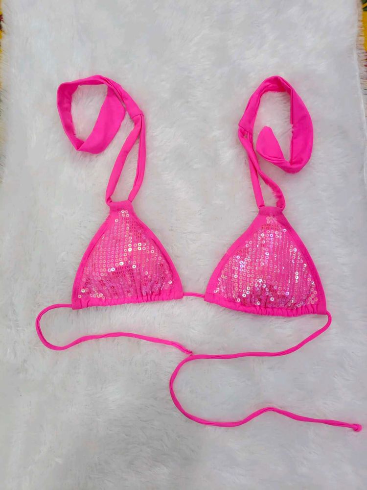 Sparkly Pink Bikini Top