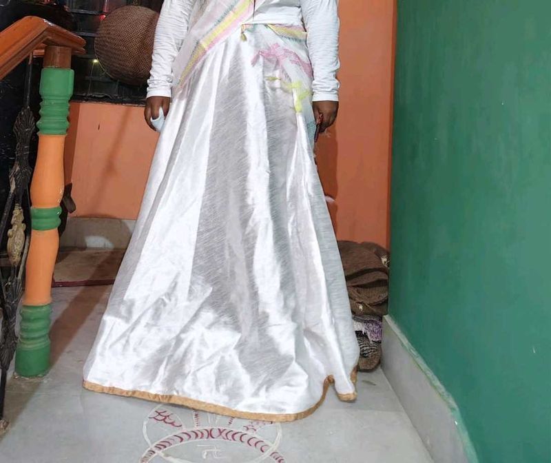 White flared skirt