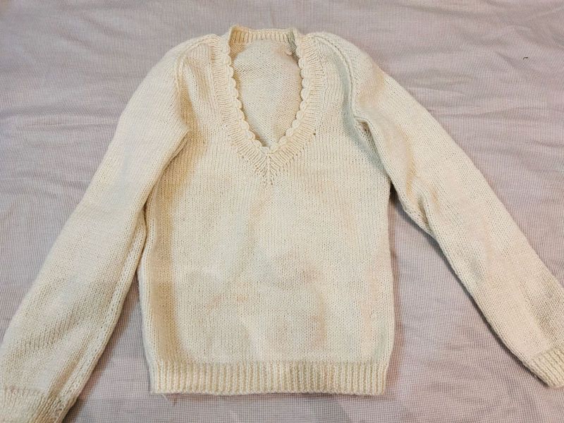 Cozy Cream V-Neck Knit Sweater