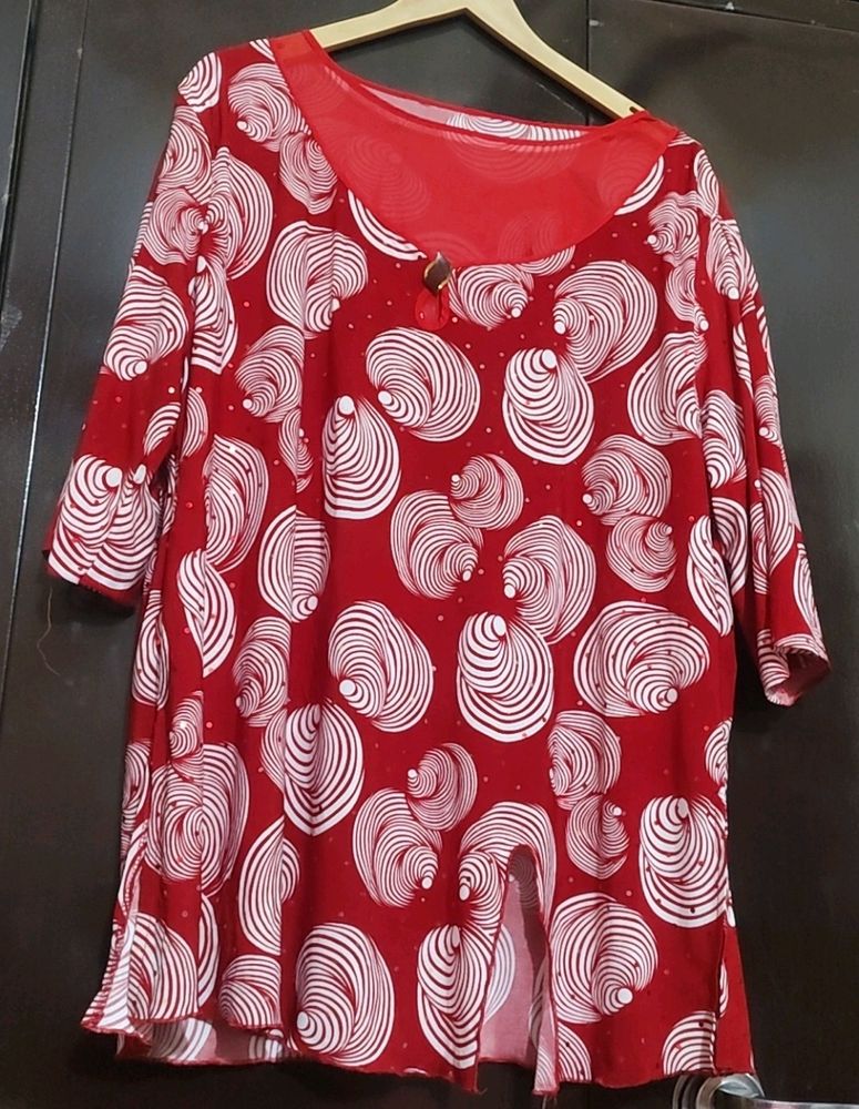 Red 🔴 White Top For Girl Or Woman 46 Bust