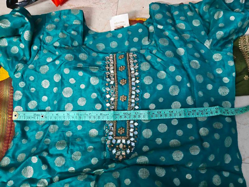 Elegant Teal Kurta with Mirror Work