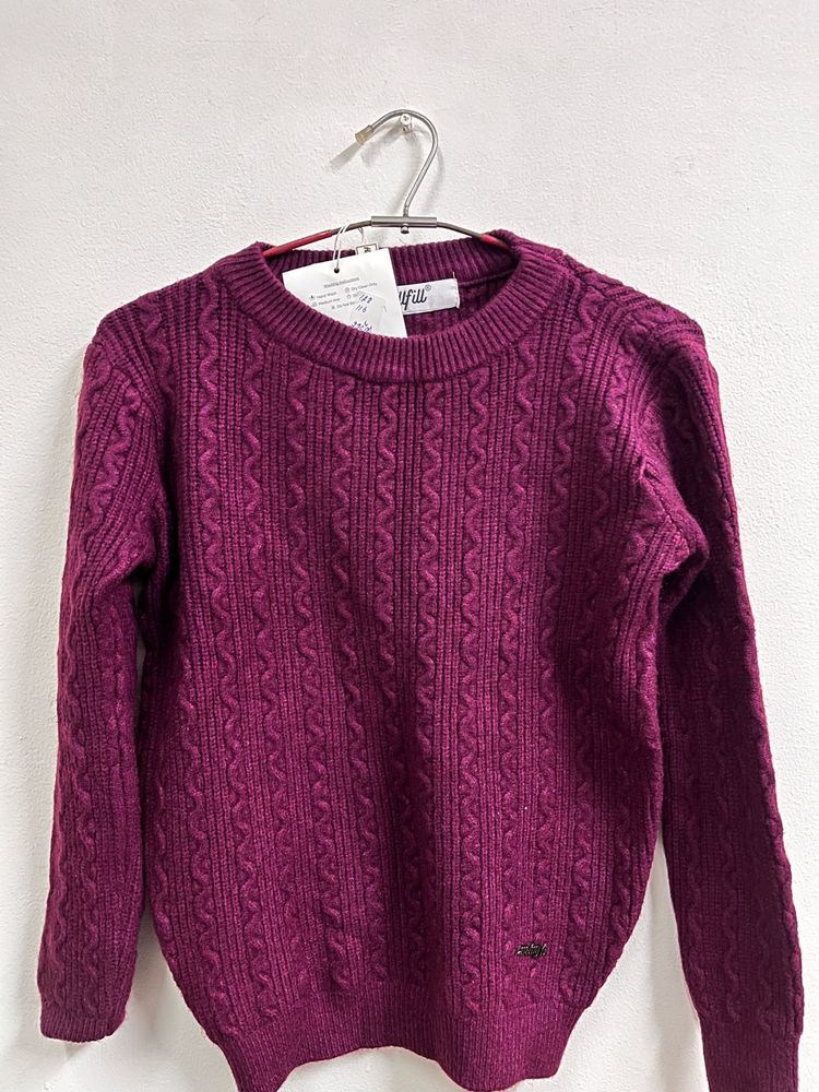 Knit Pullover Sweater Wine colour