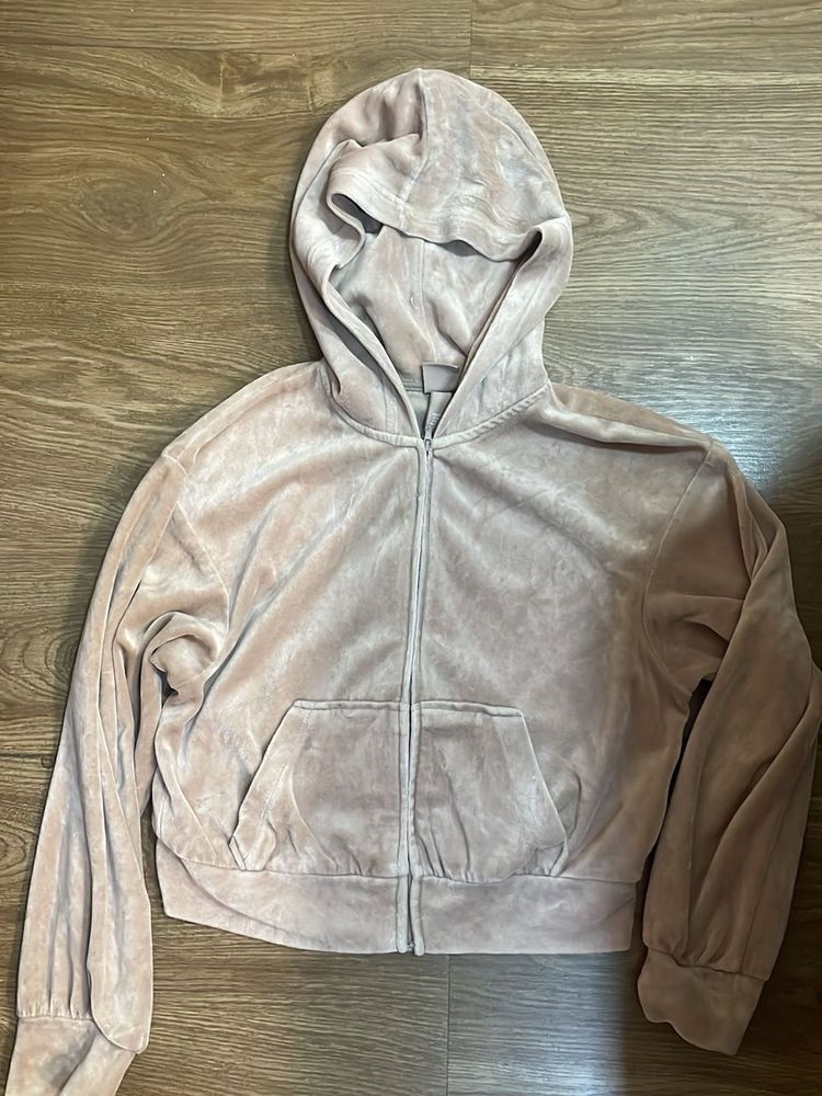 Soft Velour Zip-Up Hoodie