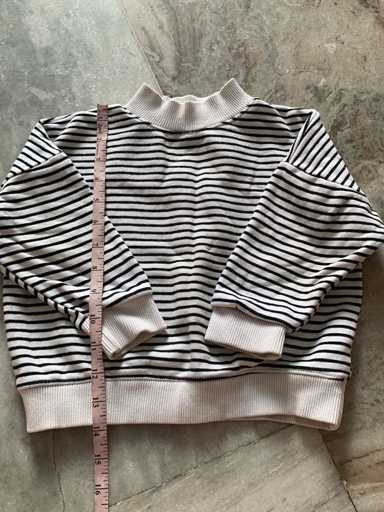 Striped Mock Neck Sweatshirt