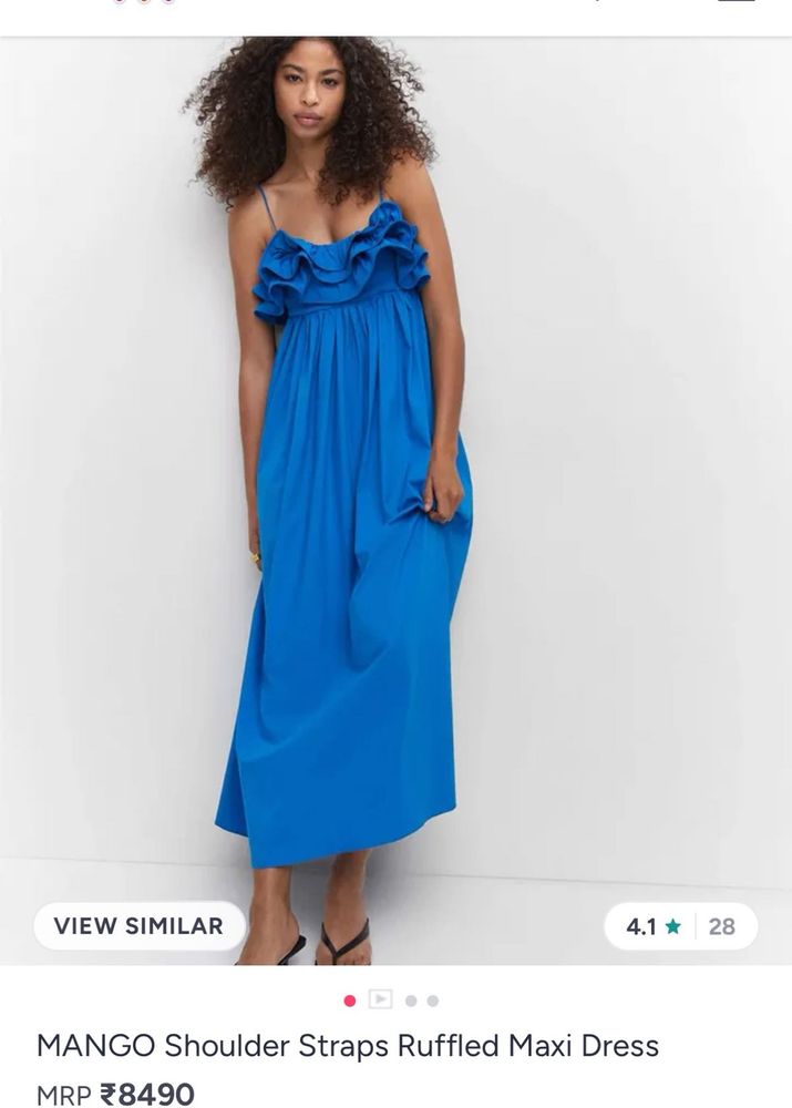Mango Blue Ruffled Maxi Dress