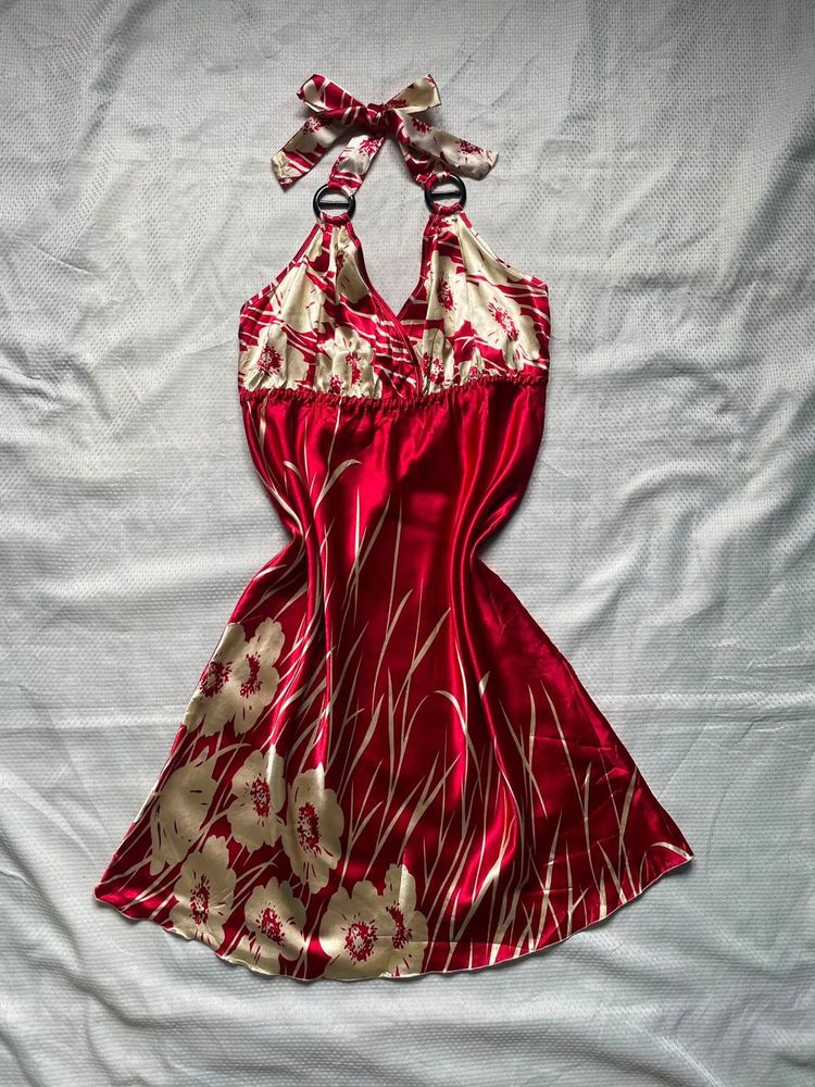 Vibrant Floral Halter Neck Dress