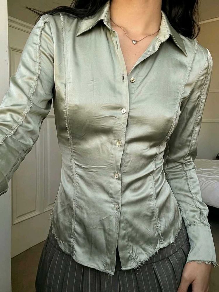 New with tag ZARA Satin Button-Up Shirt