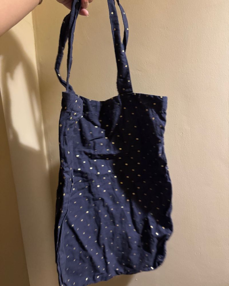 Navy Blue Polka Dot Tote Bag