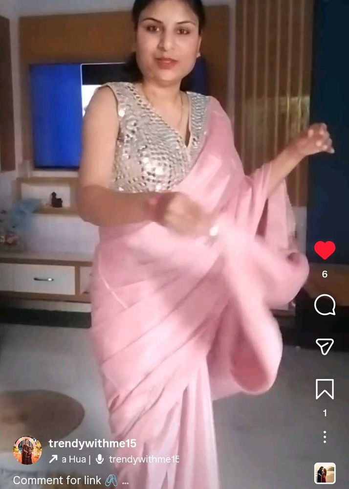Beautiful Pink Saree with Embellished Blouse