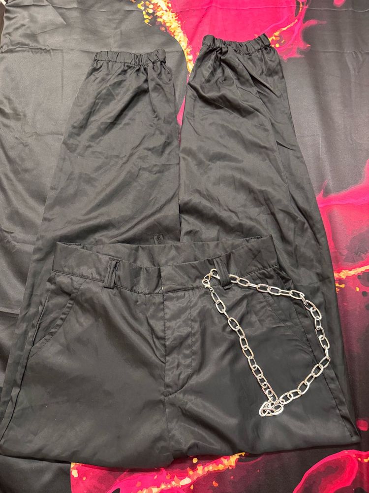 Chain Detail Black Pants