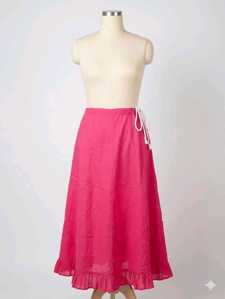 Vibrant Pink Ruffled Cotton Skirt