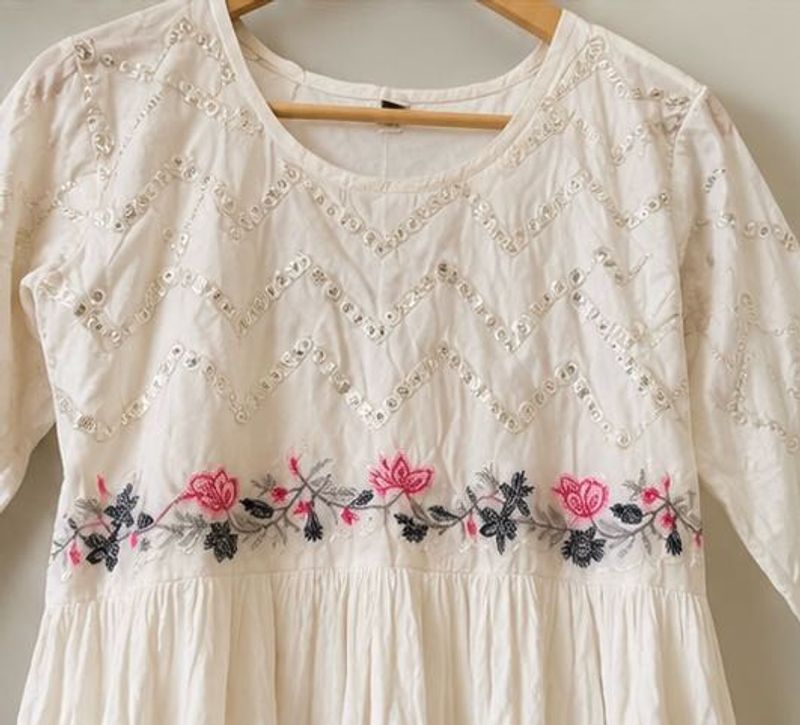 Embroidered White kurta