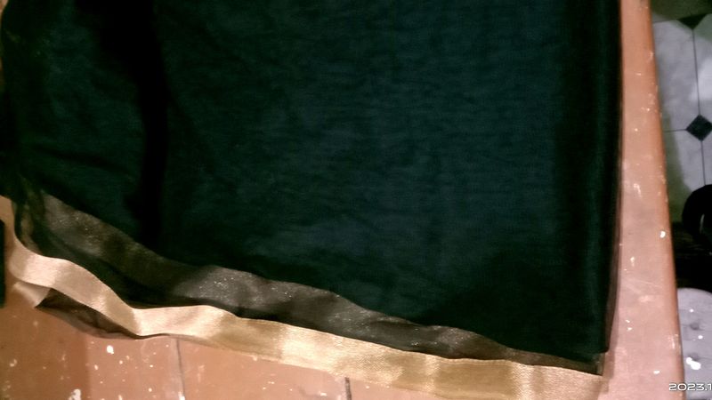 Black Net , golden Border,Full Length Dupatta