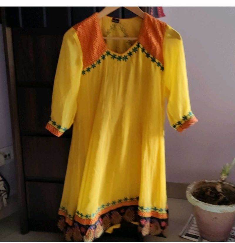 Yellow Embroidered Kurta