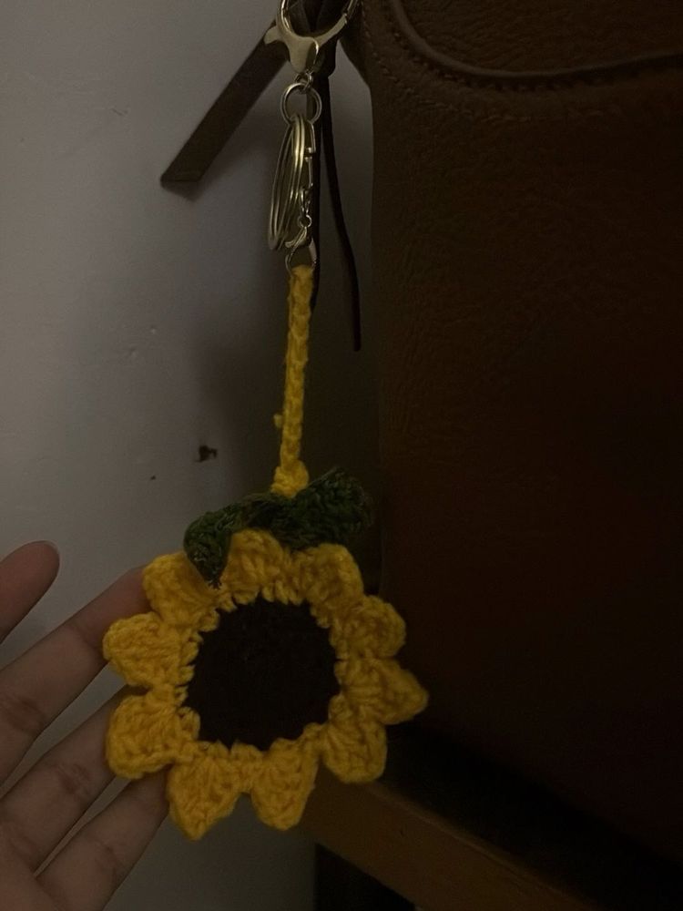 Crochet Sunflower Keychain