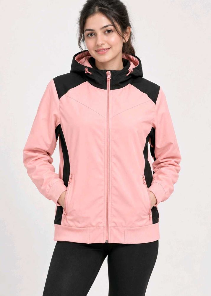 Women's Pink &amp; Black Hooded Jacket