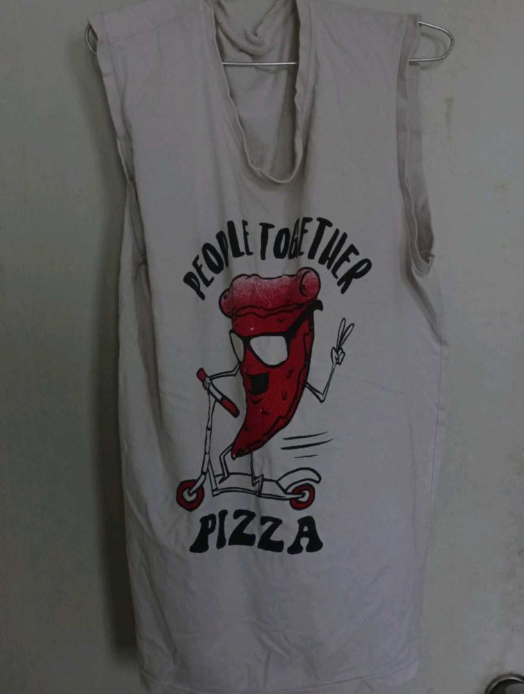 Funny Pizza Graphic Sleeveless T-Shirt
