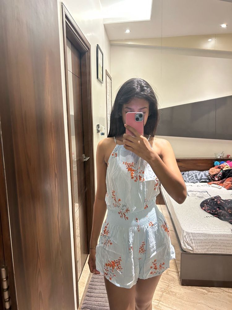 Baby Blue Floral Romper