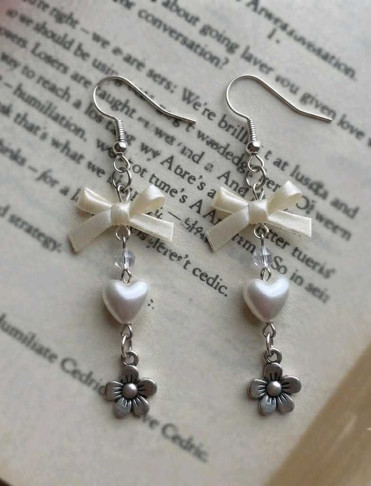 Kawaii Bow Heart Flower  Earrings