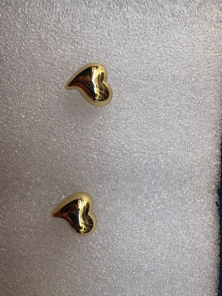 Gold Heart Stud Earrings