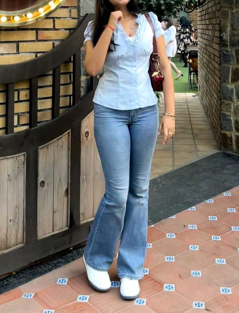 Y2K light wash bootcut jeans denim