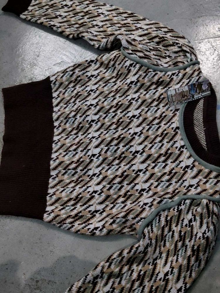 Vintage Patterned Knit Sweater