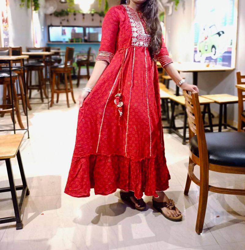Elegant Red Ethnic Dress