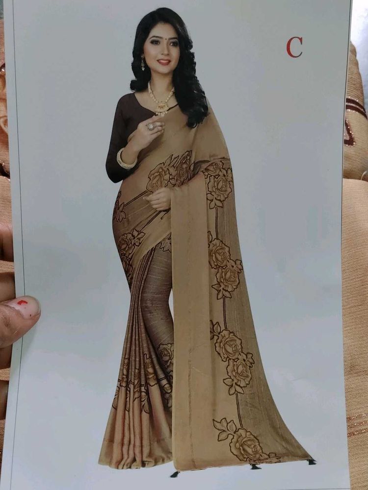Golden brown Saree with Blouse Piece