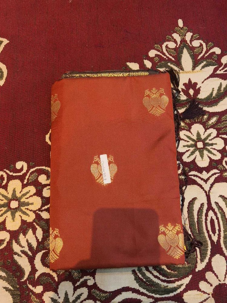 Elegant Chocolate with Gold Motifs Saree
