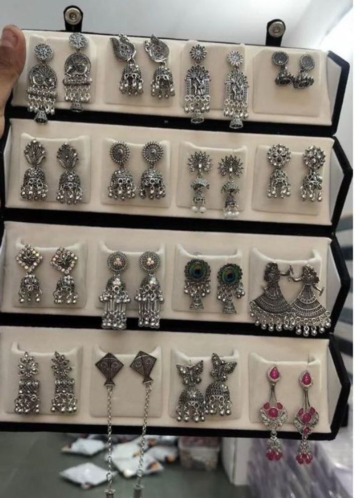 Oxidized Silver Jhumka Earrings